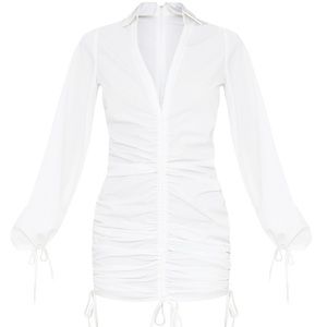 Long sleeve Ruched Shirt Dress